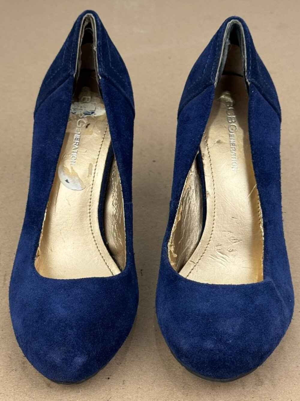 BCBGeneration Navy Blue Suede Pumps Round Toe High Heels Women's Size 5.5B
